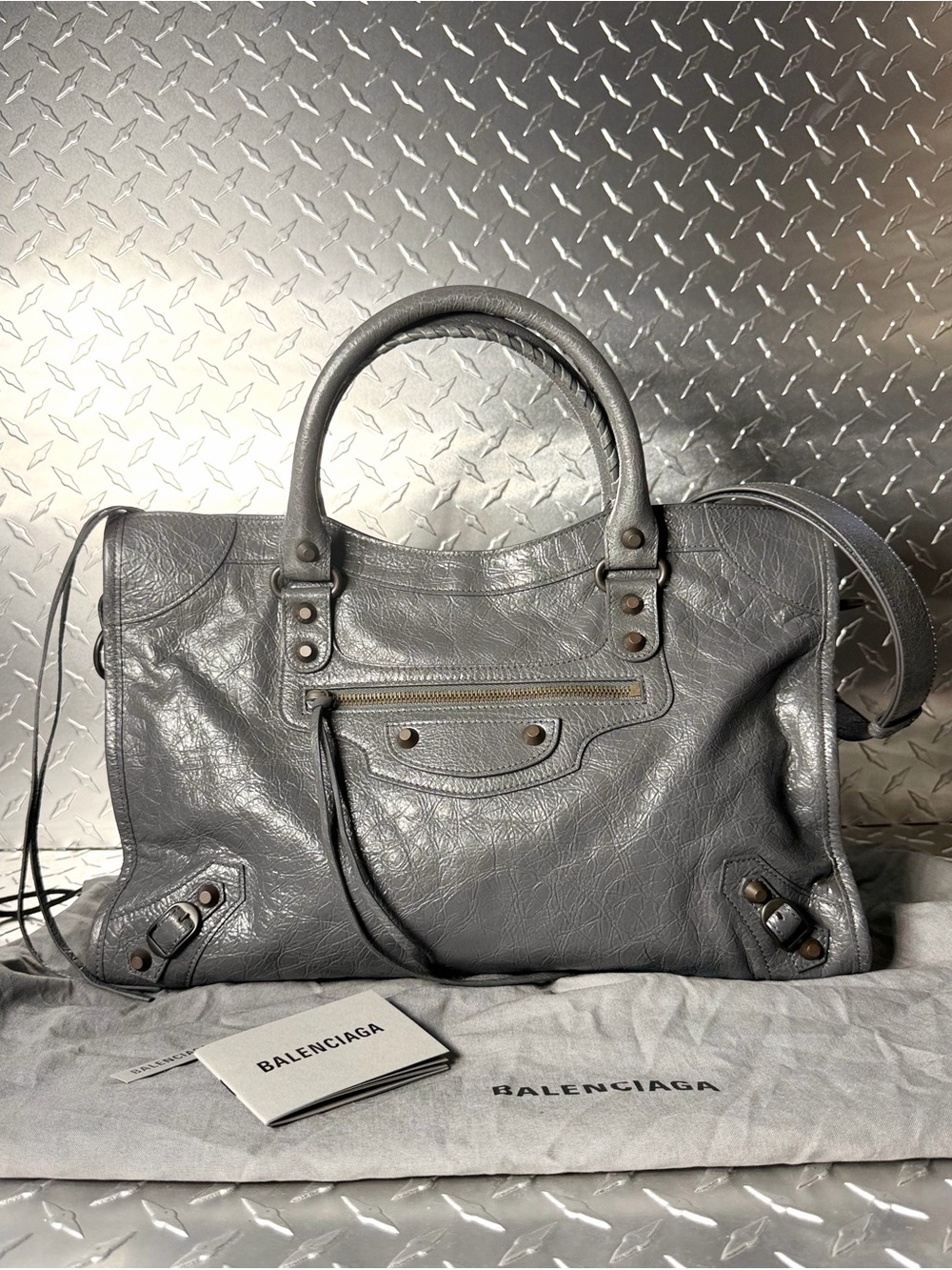 Balenciaga Medium Le City Moto Bag in Grey - Picture 11 of 12